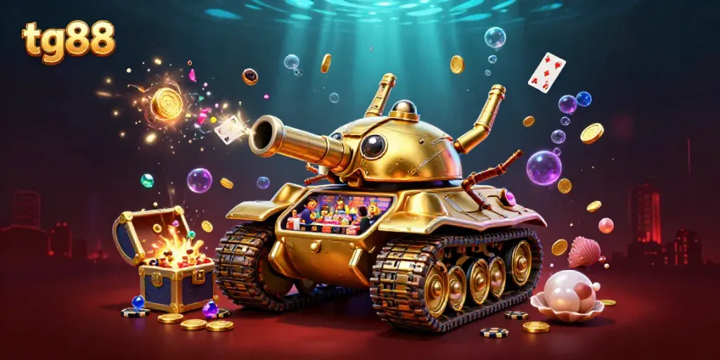 Experience the thrill of gaming at tg88 with a vibrant 3D cartoon casino scene featuring unique elements.