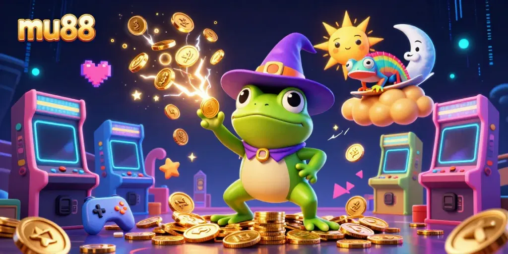 Generate winnings at mu88 with a vibrant 3D casino scene showcasing dynamic game elements.