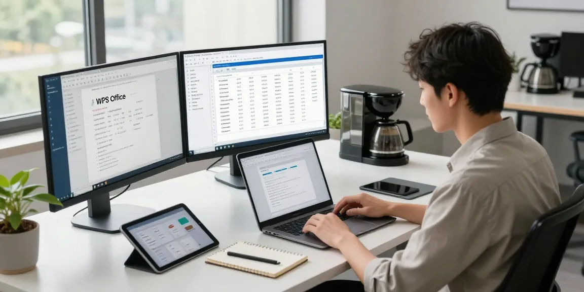 Professional user showcasing productivity on WPS Official Website in modern office
